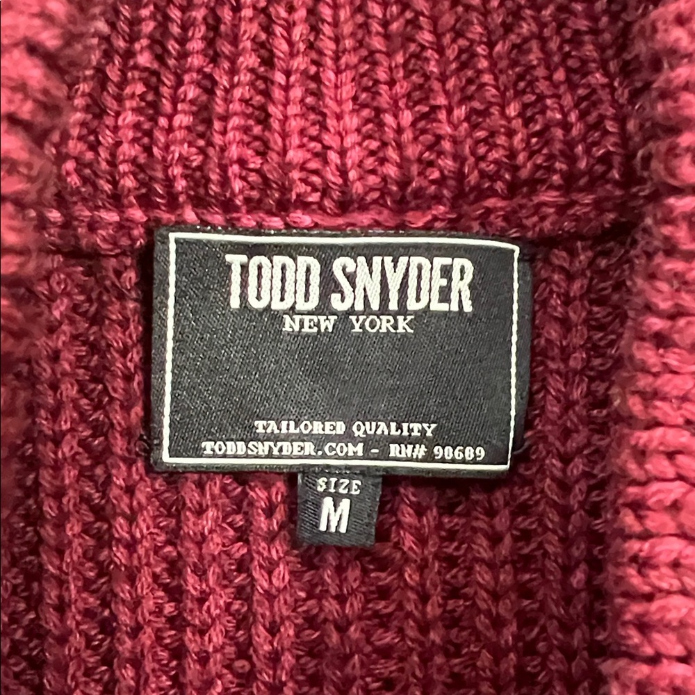 Sold eBay TODD SNYDER maroon chunky knit zip up wool mock sweater cardigan M - Picture 4 of 9